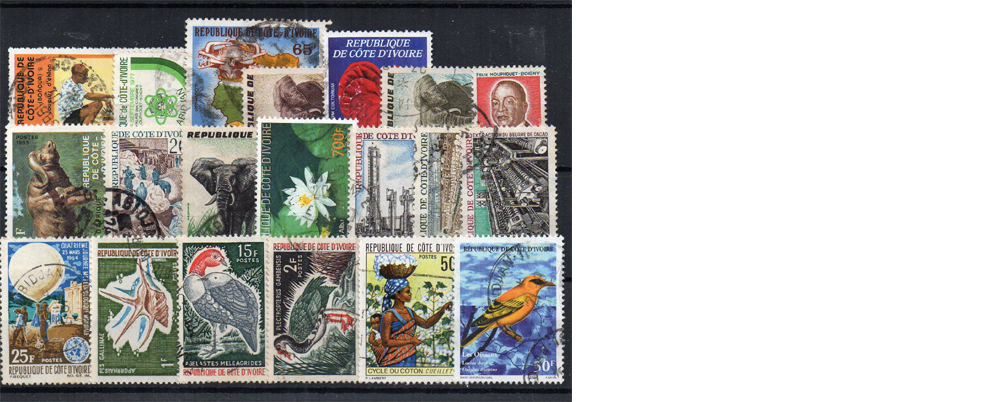 20 selos diferentes da Costa do Marfim 
