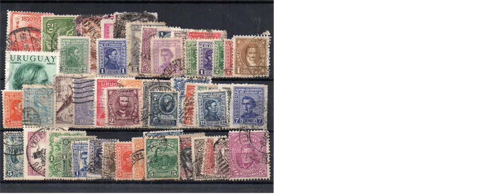 50 selos diferentes do Uruguai 