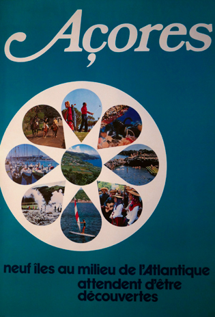 Cartaz Açores neuf îles au milieu de l'Atlantique attendent d'être découvertes