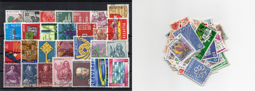 100 selos diferentes da Suiça