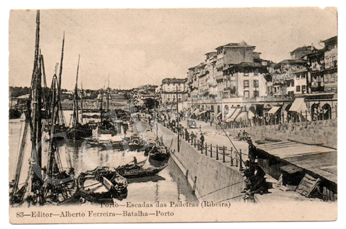 Postal antigo do Porto - Escadas das Padeiras (Ribeira). Edição Alberto Ferreira