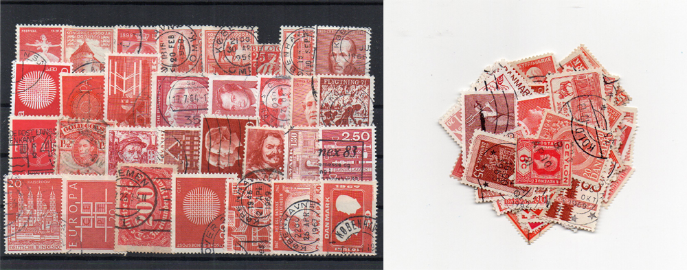 100 selos diferentes de cor vermelha