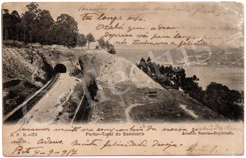 Postal antigo do Porto – Túnel do Seminário. Edição Arnaldo Soares