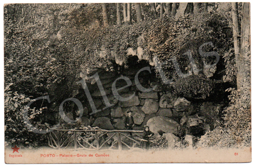 Postal antigo do Porto – Palácio – Gruta de Camões. Edição Estrela Vermelha