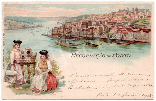 Postal antigo do Porto tipo Gruss
