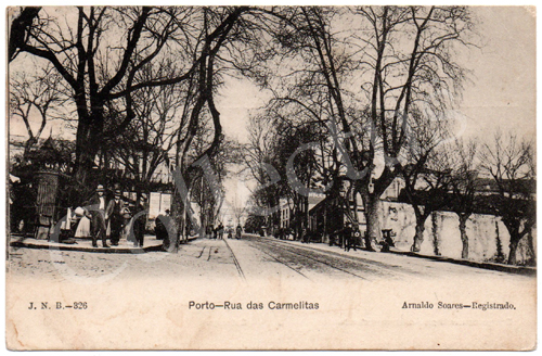 Postal antigo Porto – Rua das Carmelitas. Edição Arnaldo Soares