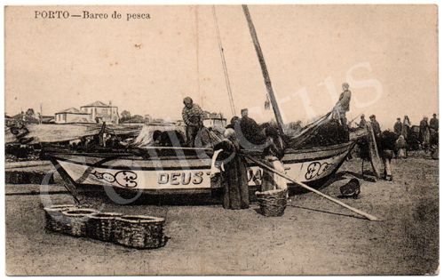 Postal antigo do Porto – Barco de pesca