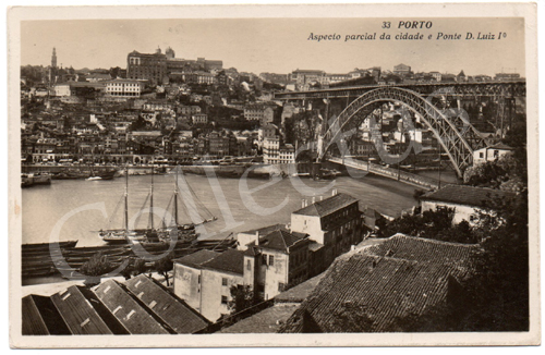 Postal antigo da Ponte D. Luiz I - Porto