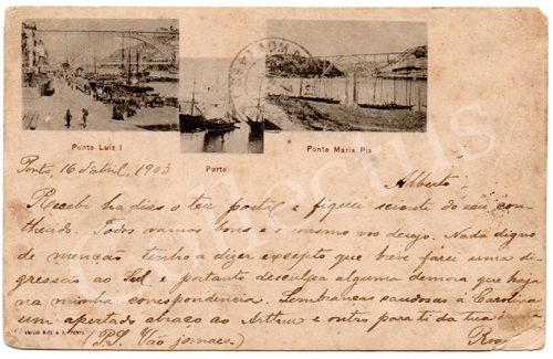 Postal antigo Ponte Luiz I. Porto. Ponte Maria Pia. Edição Emílio Biel