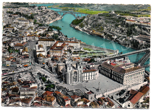 Postal antigo do Porto – Catedral, vista aérea