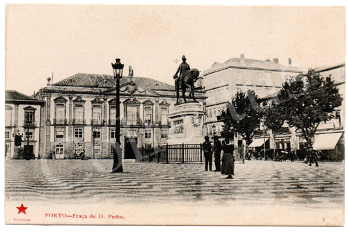 Postal antigo do Porto – Praça de D.Pedro. Edição Estrela Vermelha