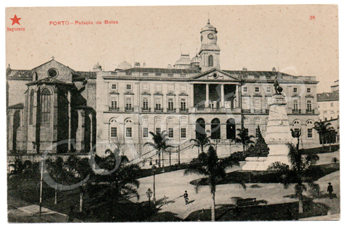 Postal antigo do Porto- Palácio da Bolsa. Edição Estrela Vermelha