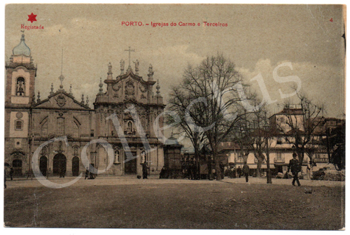 Postal antigo do Porto – Igrejas do Carmo e Terceiros. Edição Estrela Vermelha