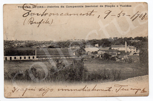 Postal antigo de Torres Novas - Fábrica da Companhia Nacional de Fiação e Tecidos