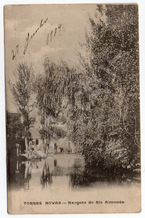 Postal antigo de Torres Novas - Margens do Rio Almonda