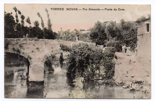 Postal antigo de Torres Novas - Rio Almonda - Ponte da Cova
