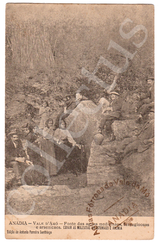 Postal antigo da Anadia - Vale d'Amó - Fonte das águas medicinais, ferruginosas e arsenicaes. Curam as moléstias do estômago e anemia