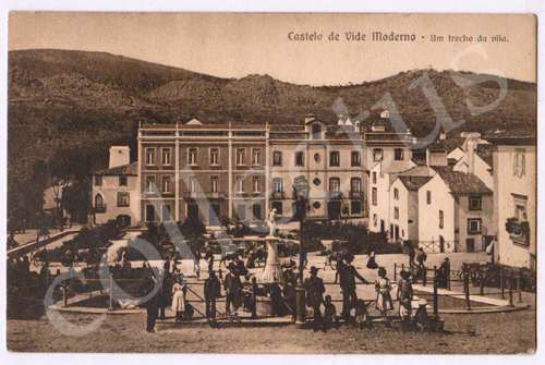 Postal antigo de Castelo de Vide Moderno. Um trecho da vila