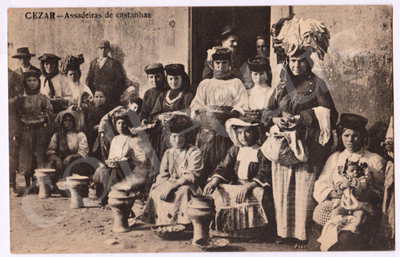 Postal antigo de Cesar - Assadeiras de castanhas