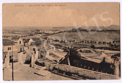 Postal antigo de Elvas - Baluarte no Forte da Graça