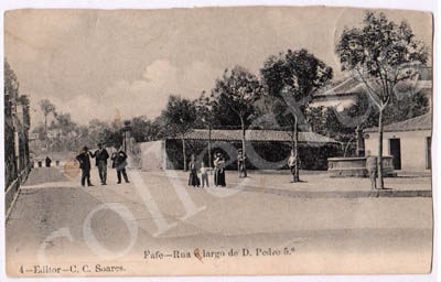 Postal antigo de Fafe - Rua e largo de D.Pedro 5.º