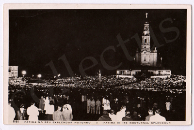 Postal antigo de Fátima no seu esplendor noturno
