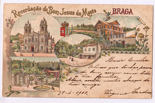 Postal antigo de Braga - Bom Jesus do Monte
