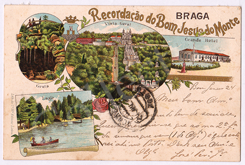 Postal antigo de Braga - Bom Jesus do Monte