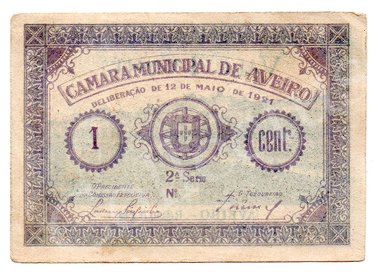 Cédula antiga de Aveiro