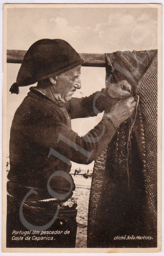 Postal antigo de costumes portugueses