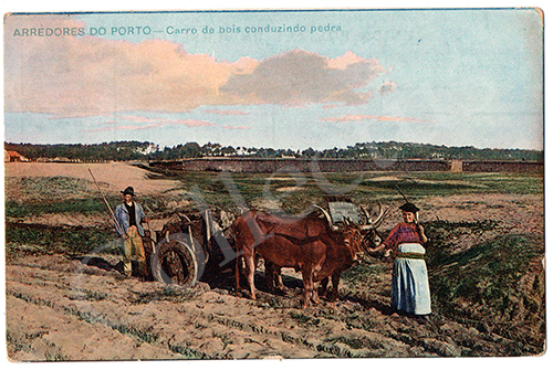 Postal antigo de costumes portugueses