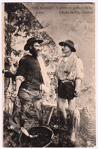 Postal antigo de costumes portugueses