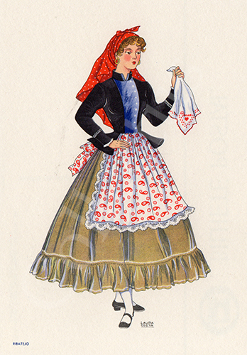 Postal antigo de Laura Costa - costumes portugueses