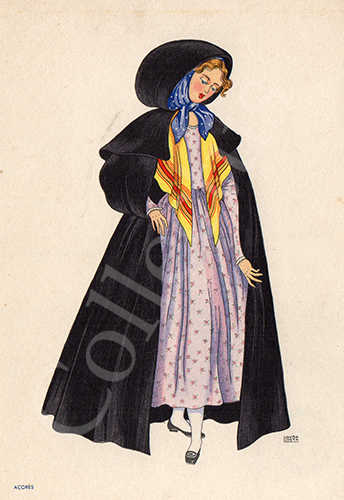 Postal antigo de Laura Costa - costumes portugueses